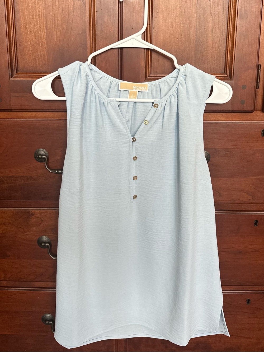 Michael Kors Light Blue Sleeveless Henley Top
